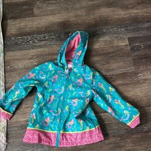 Colorful Kids' Hooded Jacket with Mermaid Print